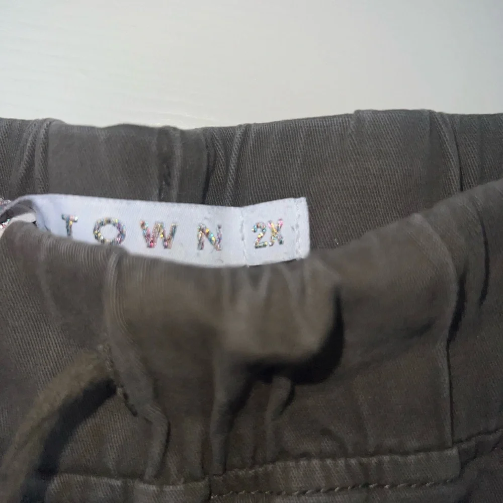 Women’s Drawstring Cargo Joggers Lagenlook Hunter Olive Green Pants Size 2X‎